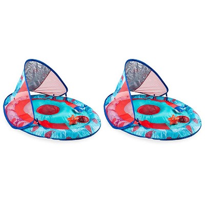 Swimways 6051189 Baby Toddler Swimming Pool Spring Float Activity Splash Station with Removable Sun Canopy (2 Pack)