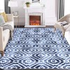 Boho Area Rugs Washable Rug Moroccan Rug Modern Geometric Traditional Rug, 9' x 12' Blue - 2 of 4
