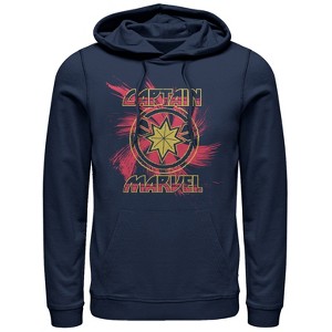 Men's Marvel Captain Marvel Star Symbol Swirl Pull Over Hoodie - 1 of 3