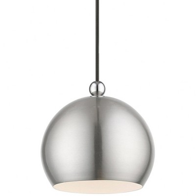Stockton 8" Mini Globe Pendant Light in Brushed Nickel & Polished Chrome