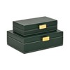 Cheung's Lithos Vintage Rectangular Style Set of 2 Boxes with Stitched Accents & Gold Handles - Green - 3 of 4