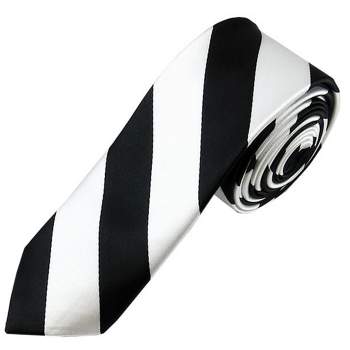 Men's 2 W And 58 L Inch With 0.75 Inch Stripe Width College Stripe Skinny Woven Necktie