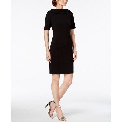 Adrianna Papell Womens Foldover Collar Sheath Dress