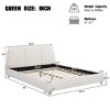 Platform Bed with Upholstered Headboard,  Linen Fabric Frame Bed with Solid Wood Legs and Metal Support-Baofuwish - 4 of 4