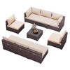 UPHA 9-Piece Rattan Patio Sofa Conversation Set with Cushions - 2 of 4