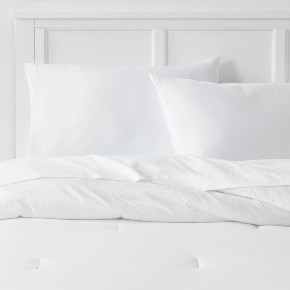 Photos - Duvet Twin/Twin Extra Long Jersey Solid Comforter White - Room Essentials™