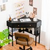 Costway Corner Computer Desk Writing Workstation Study Desk w/ 2 Drawers White\Black\Gold - image 4 of 4
