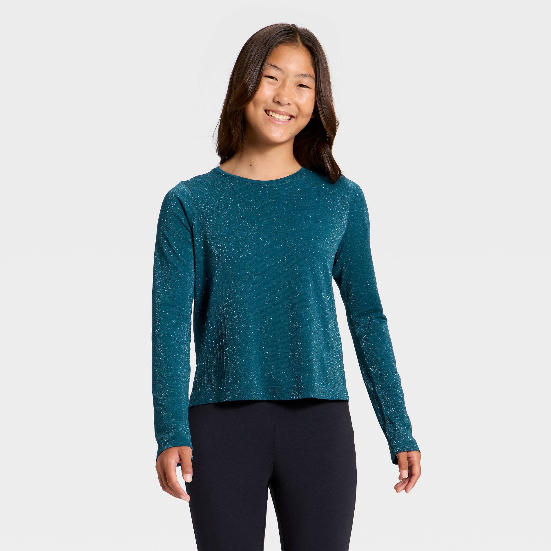 Girls' Seamless Lurex Long Sleeve T-Shirt - All In Motion™