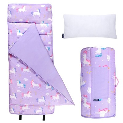 Pink Toddler Nap Mat With Soft Pillow & Lightweight Blanket | Portable Kids Sleeping Bag