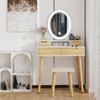 ELECWISH Natural Wood Makeup Vanity Desk Set with Adjustable Height & LED Mirror - 3-Tone Lighting, Storage Drawers, Stool Included - 4 of 4