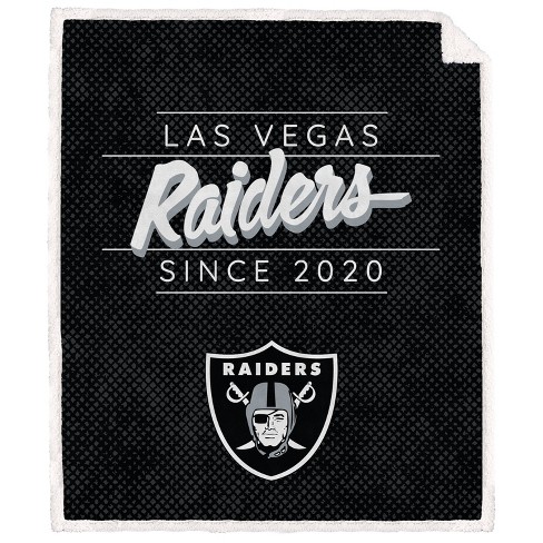 NFL Las Vegas Raiders Legacy Script Sherpa Flannel Fleece Blanket