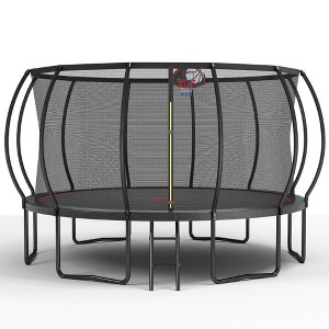 Jump Into Fun 14FT Recreational trampoline Pumpkin with basketball board,Ladder and Safety Net,weather-resistant, UV-resistant for Kids Adults - 1 of 4