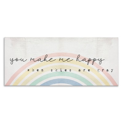 Stupell Industries You Make Me Happy Quote Rustic Rainbow Arches