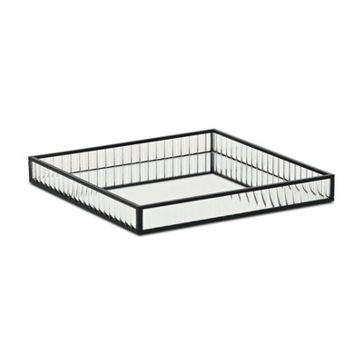 Cheung's Veldra Black Square Fluted Glass Tray - Small