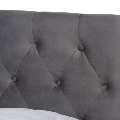 Gray Velvet Upholstered Queen Platform Storage Bed with Tufted Headboard