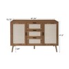 Storage Cabinet With Rattan Doors, Rattan Sideboard Cabinet With 2 Doors 3 Drawers, Freestanding Storage Cabinet For Living Room & Hallway - 3 of 4