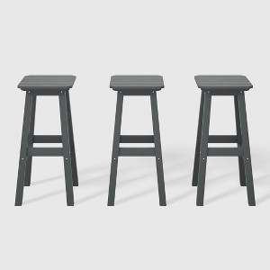 WestinTrends Malibu 29" All Weather Hdpe Outdoor Patio Square Backless Bar Stool (Set of 3) - 1 of 4