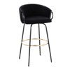 Contemporary/Glam 360¡ã Swivel Bar Stools with Velvet Upholstered Seats and Metal Frame with Footrest (Set of 2) for Home Bar - 2 of 4
