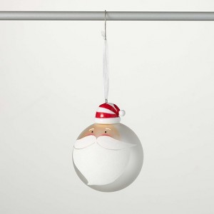 4.75"H Sullivans Christmas Whimsical Santa Ball Ornament  Red-White - 1 of 3