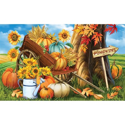 Briarwood Lane Fall Doormat 30x18 Indoor Outdoor Pumpkin Cart For Fall Doormat