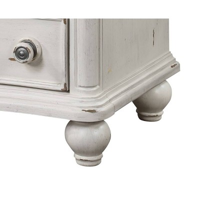 Jaqueline Antique White 3-Drawer Wooden Nightstand