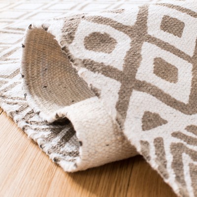 Gray Floral Handwoven Cotton 4' x 6' Area Rug