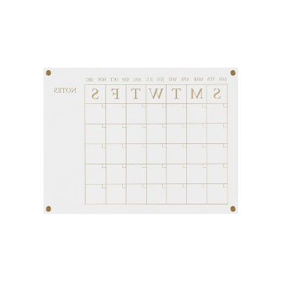 Clear Gold Acrylic Monthly Wall Calendar with Notes