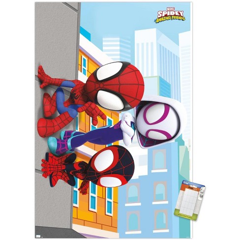 Trends International Marvel Spidey and His Amazing Friends - Webs Unframed  Wall Poster Print White Mounts Bundle 22.375 x 34
