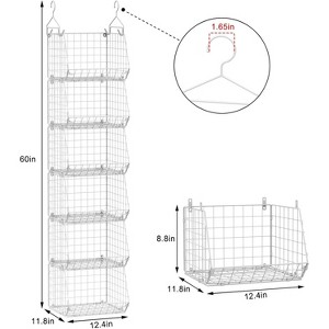 MaseiKar 6 Tier Closet Hanging Organizer, Clothes Hanging Shelves with 4 Hanging Hooks 5 S Hooks, Wire Storage Basket Bins, for Clothing Sweaters - 1 of 4