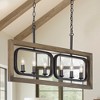 LNC Timeless 6-Light 31" Farmhouse/Rustic Large Linear Chandelier, Black and Gray Wood Tone - 2 of 4