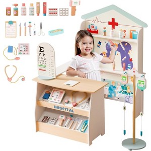 JOYMOR Toddler Wooden Pretend Play Doctor Kit with Medical Accessories Hospital - 1 of 4