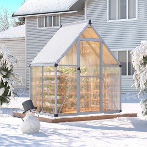 6 x 4 ft Greenhouse, Greenhouse with Aluminum Frame, Adjustable Roof Vent and Lockable Door, Green Houses for Outside, Garden, Backyard and Patio - 1 of 4