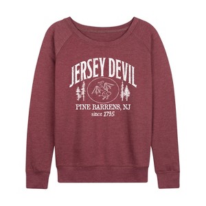 Women's - Instant Message - Jersey Devil Lightweight French Terry Wide Neck Long Sleeve Graphic Shirt - 1 of 4