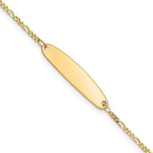 Black Bow Jewelry Children's Figaro Chain Oval I.D. Bracelet in 14k Yellow Gold - 6 Inch - 1 of 4
