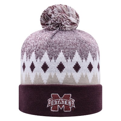 NCAA Mississippi State Bulldogs Men's Jagged Knit Cuffed Beanie with Pom