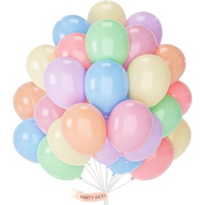 PartyWoo Balloons Pastel Rainbow Color 12 Inch 100 pcs - 1 of 4