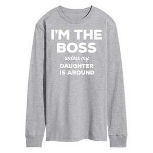 Men's - Instant Message - I'm The Boss Unless Daughter Is Around Long Sleeve Graphic T-Shirt - 1 of 4