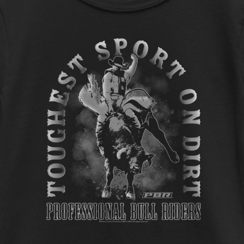 Girl's Professional Bull Riders Toughest Sport on Dirt Black and White T-Shirt, 2 of 5