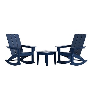 WestinTrends 3 Piece Set Outdoor Modern Rocking Chairs with Square Side Table - 1 of 4