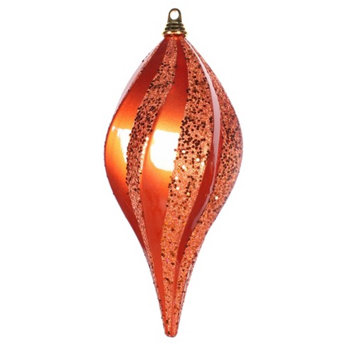 Vickerman 8'' Orange Glitter Swirl Drop Christmas Ornament : Target