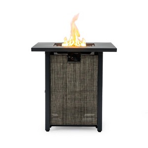 28" Propane Gas Fire Pit Table, 50000 BTU Square Steel Fire Pit for Outside Patio Deck Garden Courtyard -Black - 1 of 4