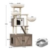 59 Inch Large Cat Tree,2-in-1 Multi-Level Pussy Tower Condo Toilet Furniture with Hammock Sisal Scratching Posts Plush Perch to Climb Scratch Sleep - 2 of 4