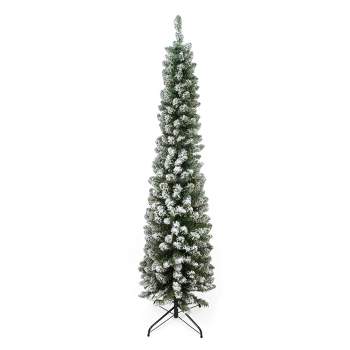Northlight 6' Flocked Traditional Green Pine Pencil Artificial Christmas Tree - Unlit