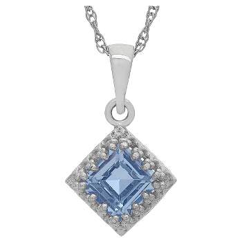 Tiara Sterling Silver Princess-cut Birthstone Crown Pendant