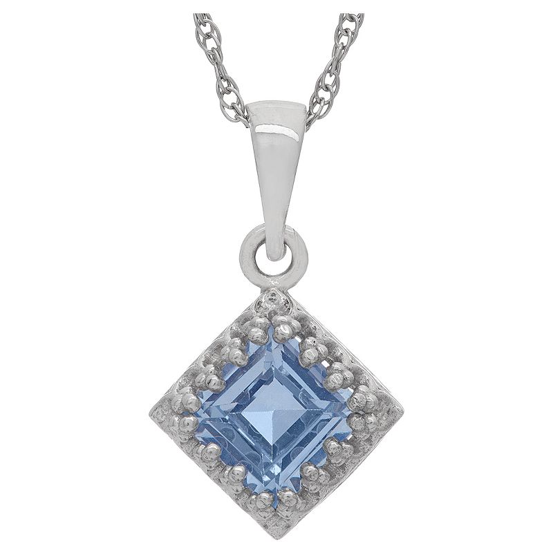 Tiara Sterling Silver Princess-cut Birthstone Crown Pendant, 1 of 2