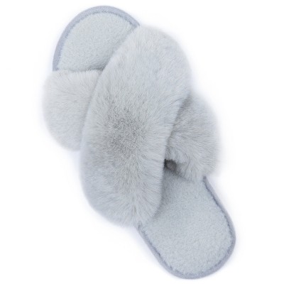 Cross band fur discount slippers