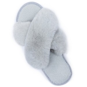 RockDove Women's Adeline Cross-Band Faux Fur Slide Slipper - 1 of 4