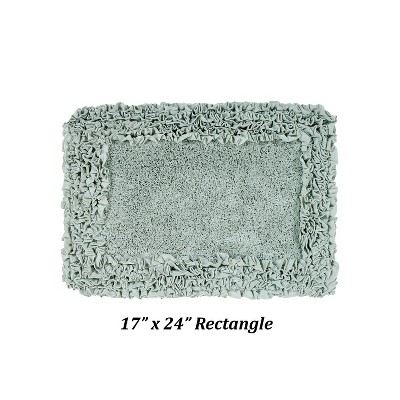 Shaggy Border Collection Bath Rug 100% Cotton Tufted Weave Ruffle Border Pattern Bathroom Rug for Machine Washable Bath Mat