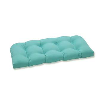 Radiance Pool Wicker Outdoor Loveseat Cushion Blue - Pillow Perfect