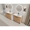 Vynxaria 84 in. Double Freestanding Glossy White Imitation Oak Plywood Bath Vanity with White Ceramic Top KD-PACKING Ready to Assemble - 2 of 4